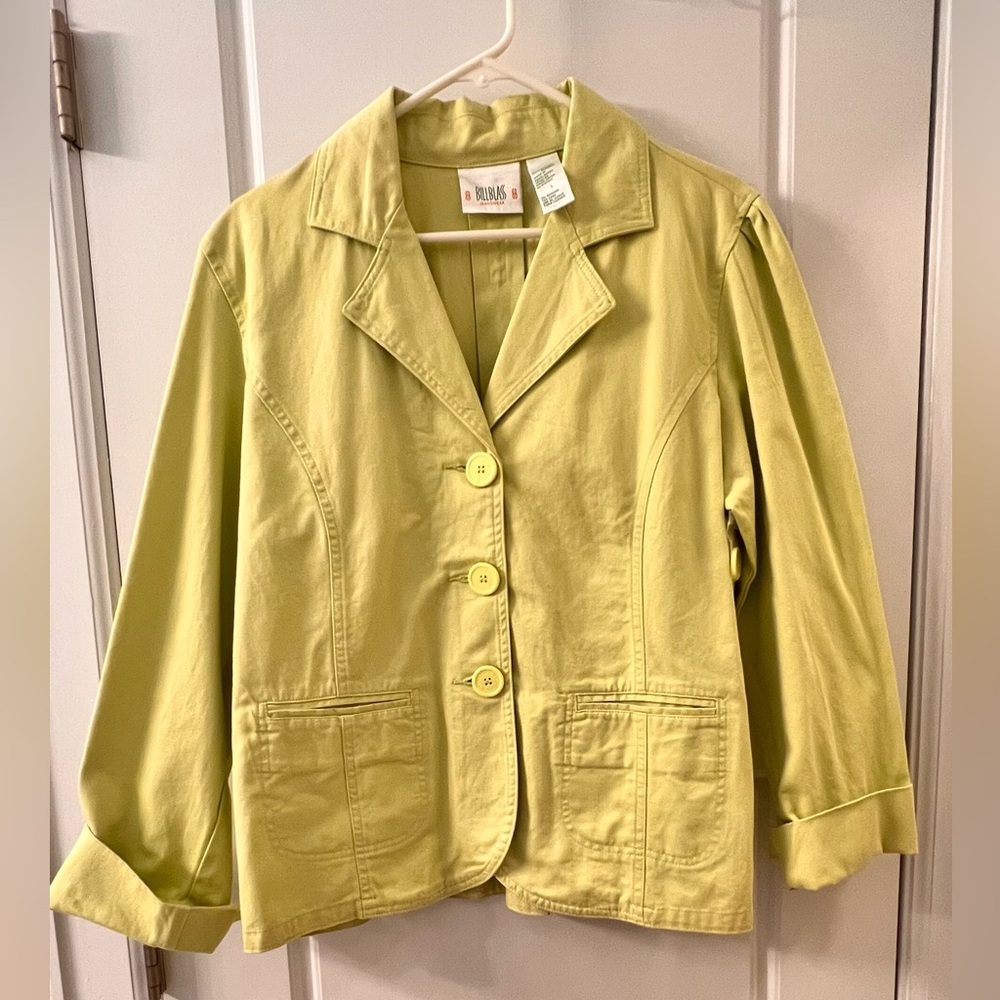 Bill Blass Large Green/Yellow Lightweight Blazer.